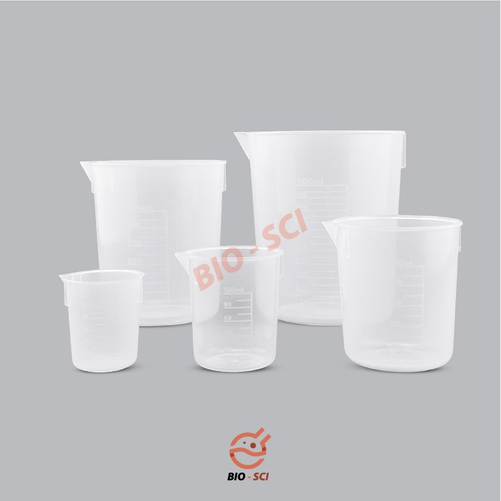 Plastic Beaker บีกเกอร์ เนื้อหนา ทนความร้อน, สารเคมี (ถ้วยตวง) อ่านรายละเอียดก่อนสั่งสินค้า