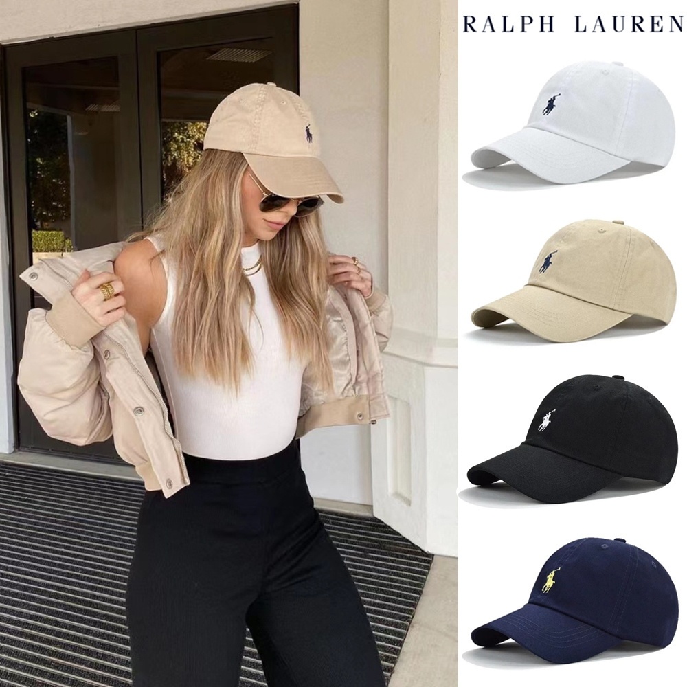 New หมวก Polo Ralph Lauren หมวกเบสบอล หมวกแฟชั่น หมวกลำลองสไตล์เกาหลี ฝ้าย ปรับขนาดได้ มาพร้อมป้ายถุงกระดาษ