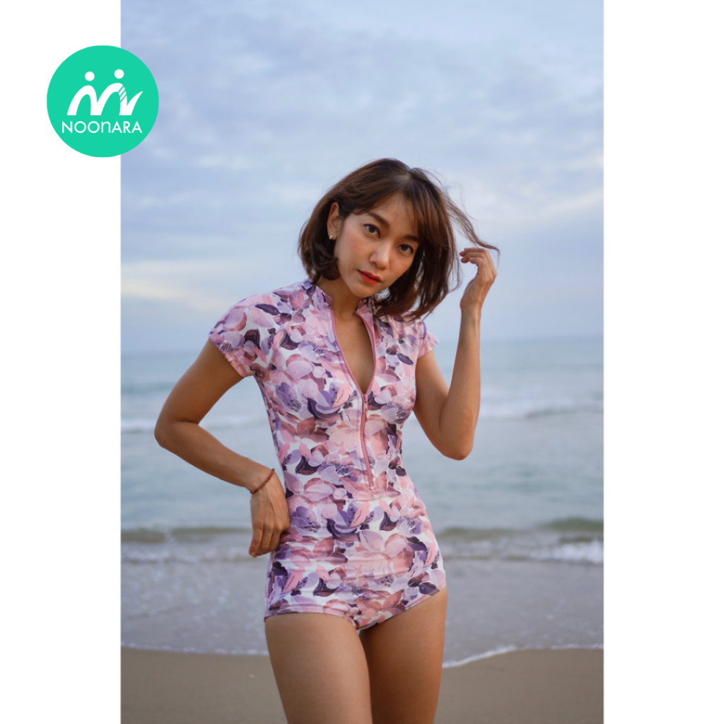 ชุดว่ายน้ำ วันพีช แขนสั้น - NOOnara One Piece Rashguard สี Someday Sweet มีซับใน ฟองน้ำ กัน uv ว่ายน้ำ/ชุดดำน้ำ/วิ่ง