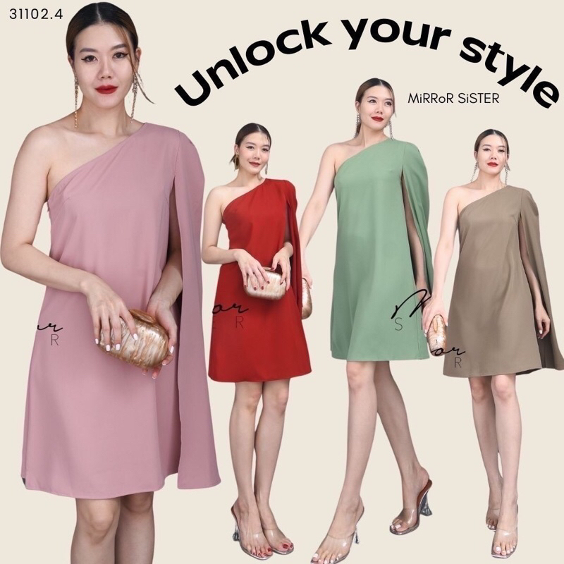 ❤️สินค้าขายดี❤️ ••MiRRoRSiSTER's VeNice SinGLe SHouLDER DReSS•• เดรสใส่ออกงาน ดีไซน์สวย ใส่ง่าย ชุดเ