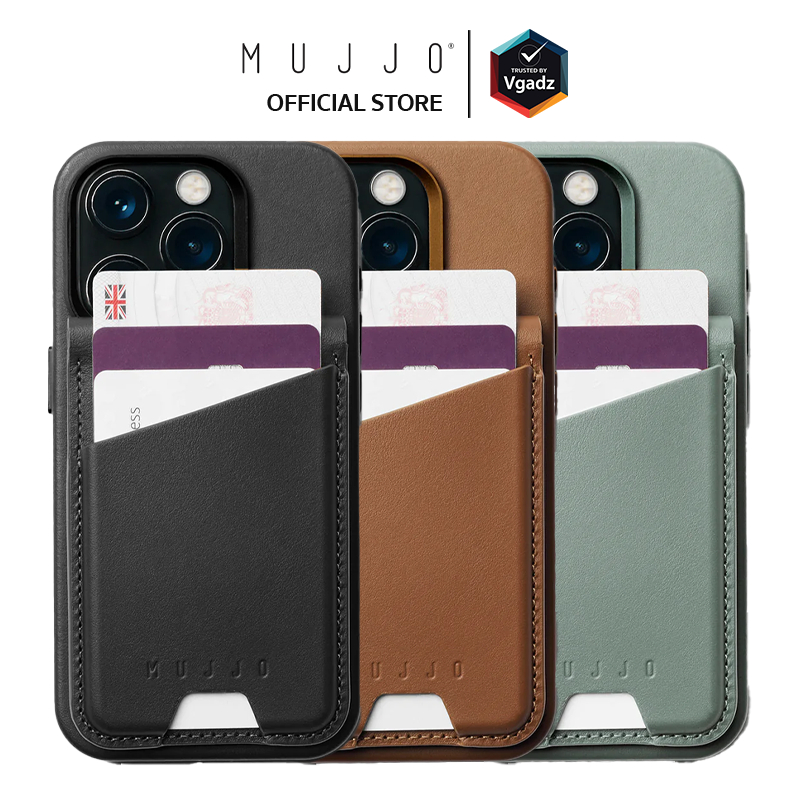 Mujjo ที่เก็บบัตรติดหลังมือถือ หนังแท้ รุ่น Wallet Stand