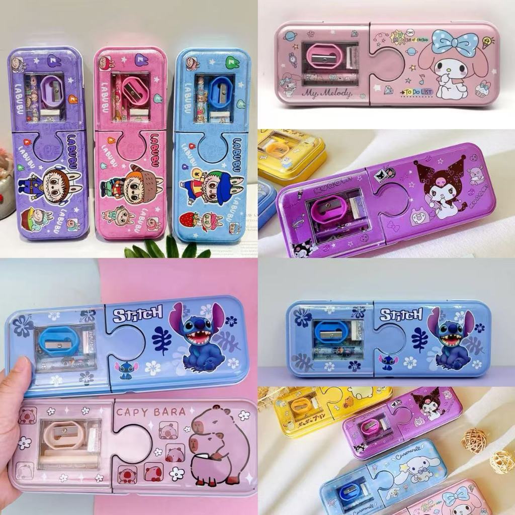 ชุดกล่องดินสอเหล็ก ลายการ์ตูน 2 ชั้น 21.5 x 8 x 3 เซนติเมตร 240