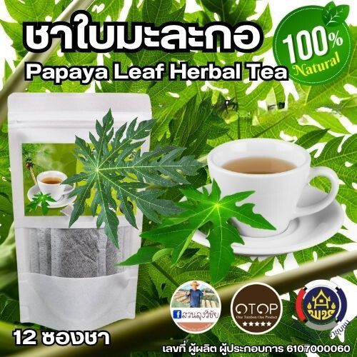 ชามะละกอ ชาใบมะละกอ Papaya Leaf Herbal Tea บรรจุ 12 ซองชา ซองขาว