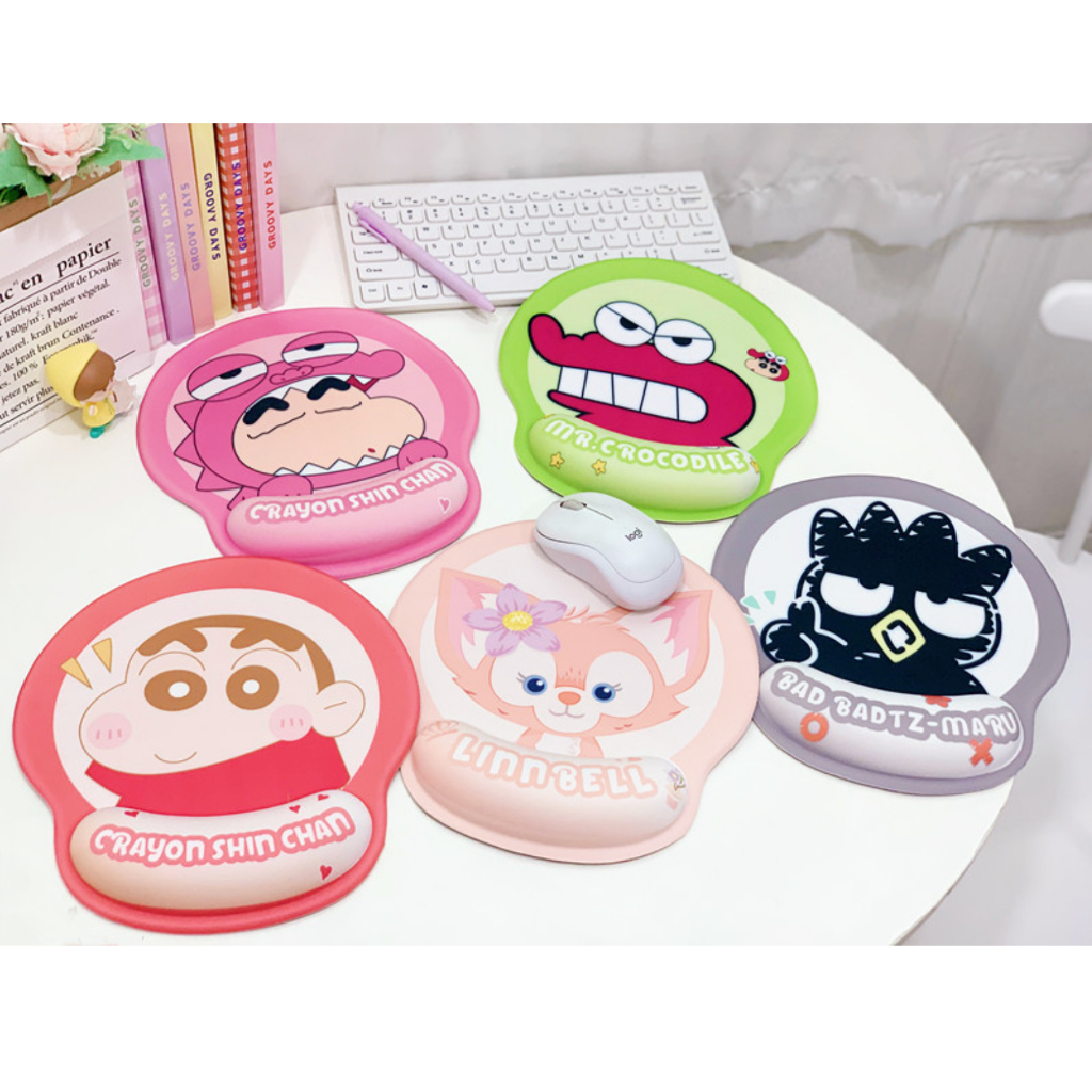 พร้อมส่ง💕 แผ่นรองเม้าส์ มีที่รองข้อมือ บรรเทาอาการปวดข้อมือ ลายการ์ตูน | Bluerubystore