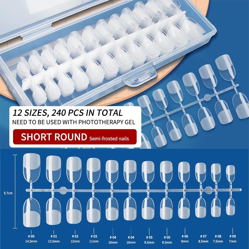 Nawoelite เล็บปลอม PVC แบบใหม่ กล่อง 240 ชิ้น อย่างดี เล็บเจล ติดทนนาน เหมาะสำหรับการแต่งเล็บสไตล์มืออาชีพ - รูปที่ 2