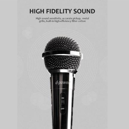 d-power MIC-K52B ไมค์โครโฟน เเบบมีสาย / Microphone 6.35 mm. สายยาว 3 เมตร