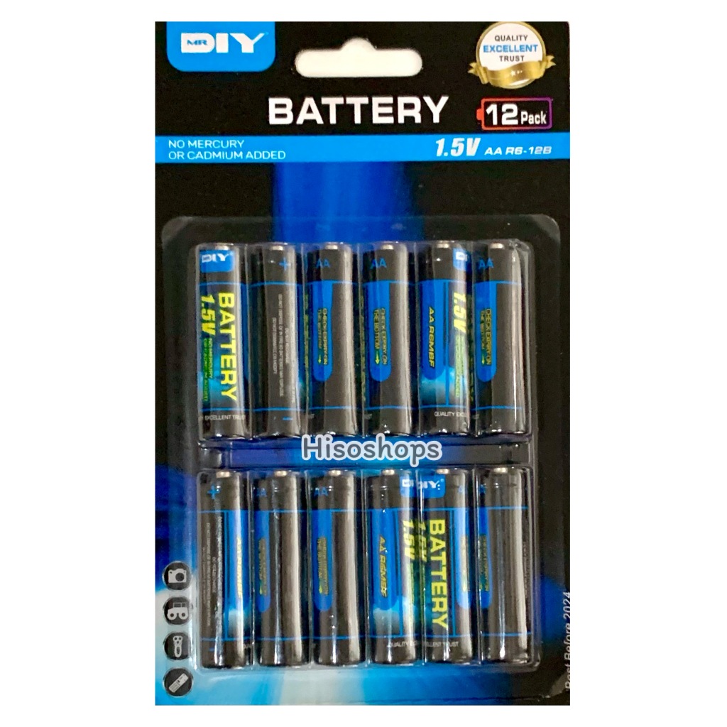 แพคเกจใหม่...ถ่าน MR. D.I.Y Battery 1.5v AA RO6-12B บรรจุแพคละ 12 ก้อน