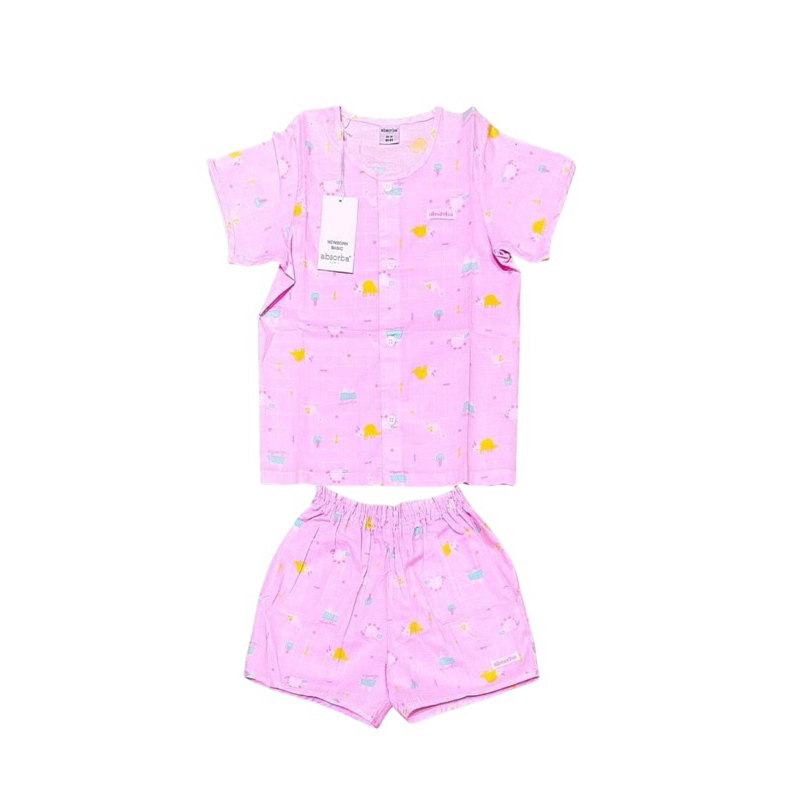 Absorba New Collection ชุดนอนผ้าป่านแขนสั้น ขาสั้นกระดุมหน้า สำหรับเด็กอายุ6เดือน-18เดือน