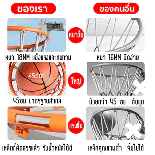 Basketball Hoopพร้อมตาข่าย เข็มลูก ห่วงบาสเกตบอล ขนาด45cm แขวนติดผนังขอบโลหะ ห่วงบาสมาตรฐาน NBAสไตล์เดียวกัน ติดตั้งง่าย