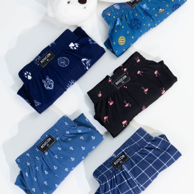 (1ตัว) Boxer Boocon กางเกงบ๊อกเซอร์ผู้ชาย พิมพ์ลาย ลายสวย คุณภาพดี ผ้านุ่มใส่สบาย ไม่ยืด ไม่ย้วย ผ้าระบายอากาศ