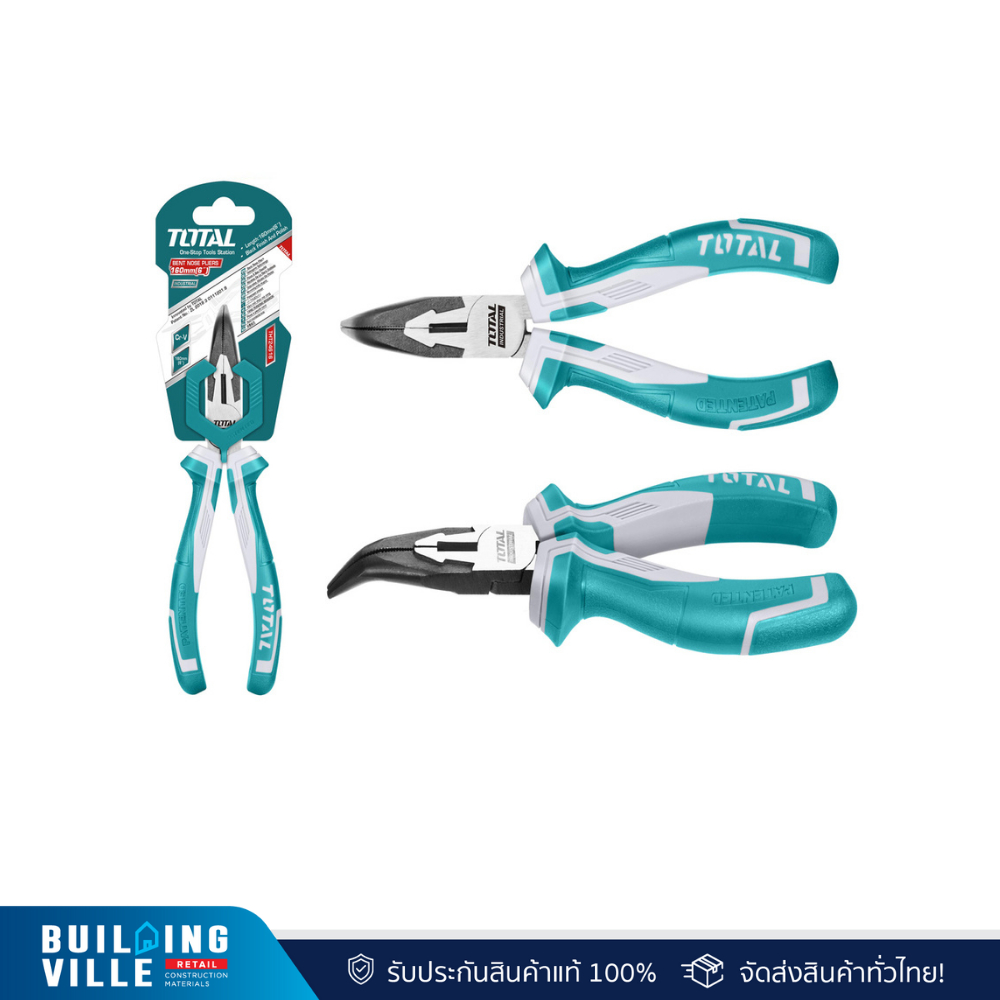 TOTAL คีมปากแหลมปลายงอ 6" งานหนัก #THT24616