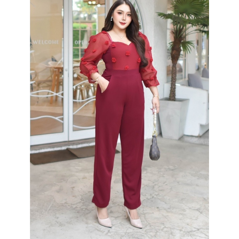[ส่งเร็ว] CURVY-JL38 PLUS SIZE Jumpsuit จั้มสูทสาวอวบ ชุดไปงานแต่งสาวอวบ ชุดทำงานสาวอวบ ชุดสาวอวบ