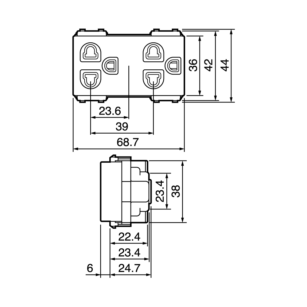PANASONIC ปลั๊กกราวน์คู่,ปลั๊กกราวเดี่ยว สีขาว รุ่น 