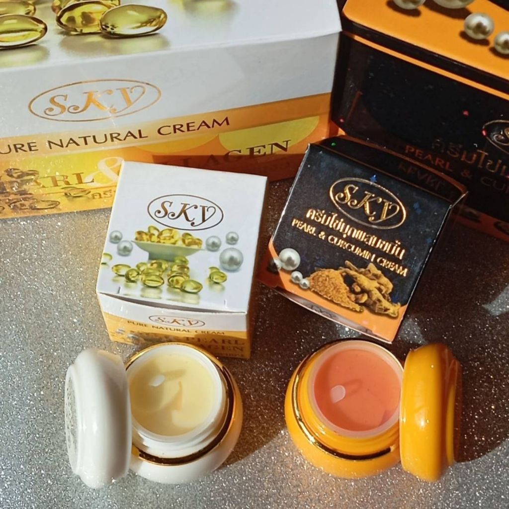 SKY ครีมไข่มุกขมิ้น ครีมไข่มุกคอลลาเจน SKY 2 สูตร ของแท้ 💯 ขายส่งยกกล่อง (12 กระปุก) 📦