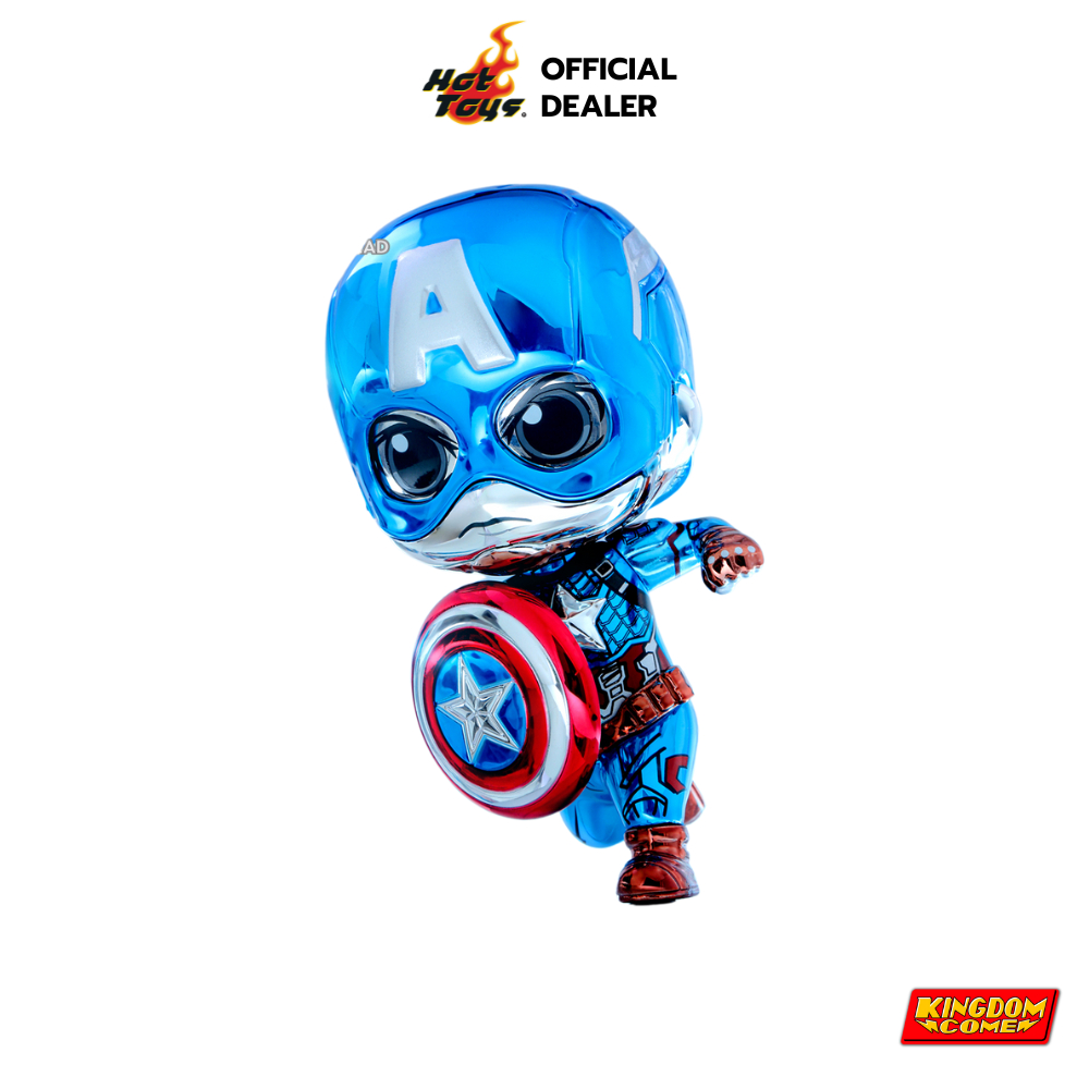 Hot Toys ฟิกเกอร์ของสะสม Cosbaby COSB1072 - Captain America (Platinum Color Version) Cosbaby (S) Bobble-Head
