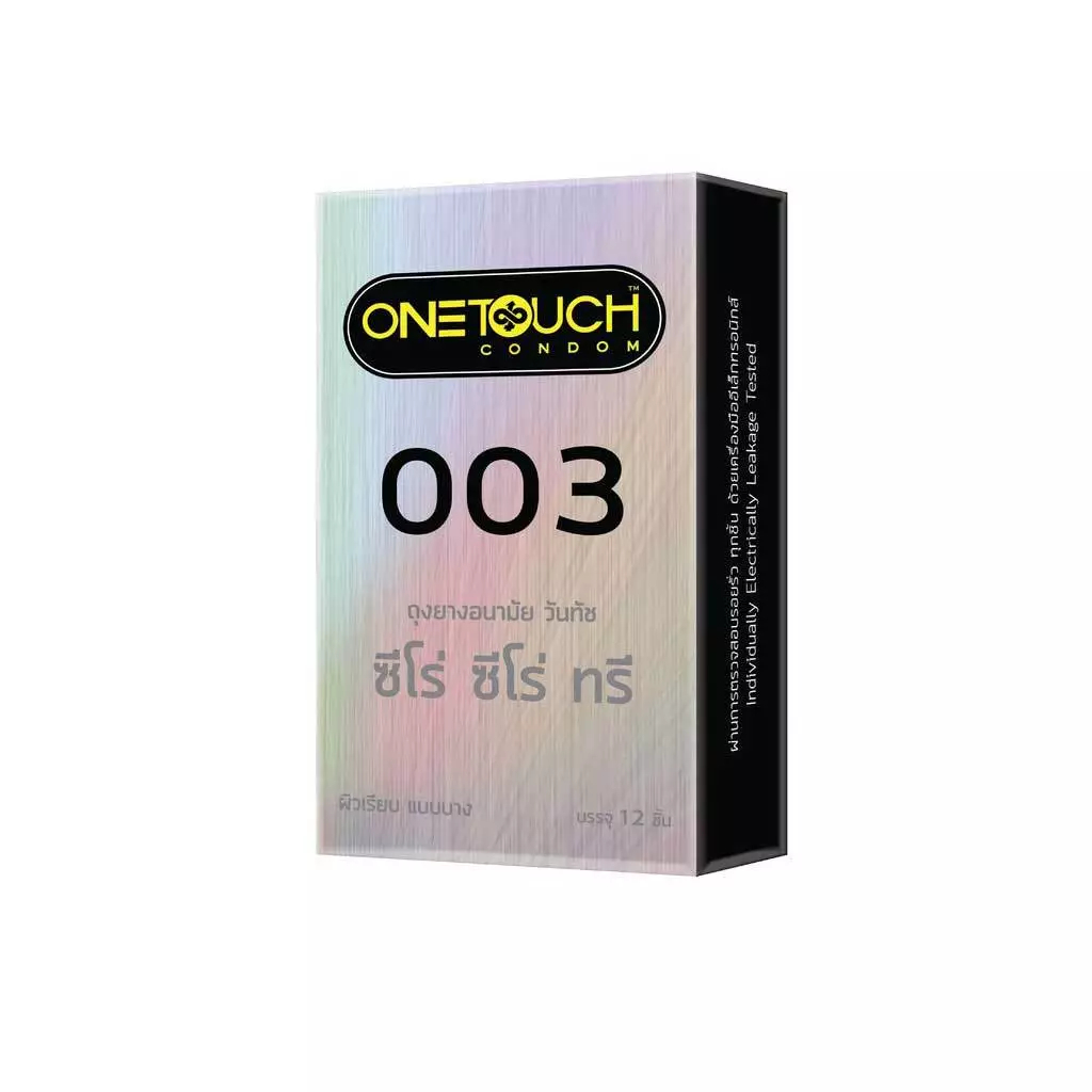 ไม่ระบุสินค้าหน้ากล่อง Onetouch ถุงยางอนามัย รุ่น003 ขนาด 52mm. (1กล่อง12ชิ้น) วันทัช ซีโร่ซีโร่ทรี