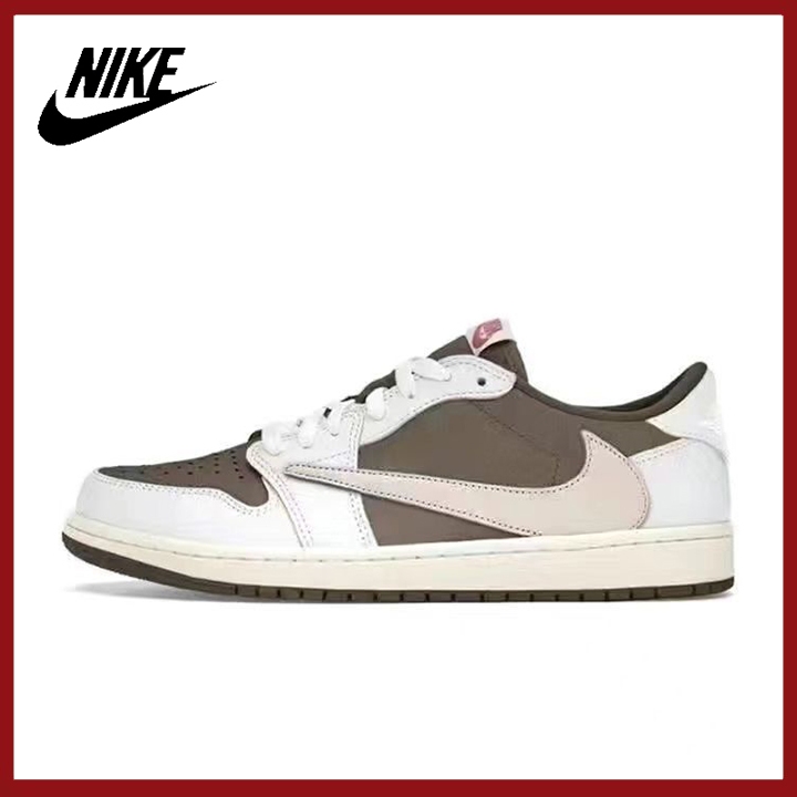 【โปรโมชั่นสินค้าใหม่】Nike Travis Scott x Jordan Air Jordan 1 รองเท้าผ้าใบสำหรับผู้ชาย และผู้หญิง