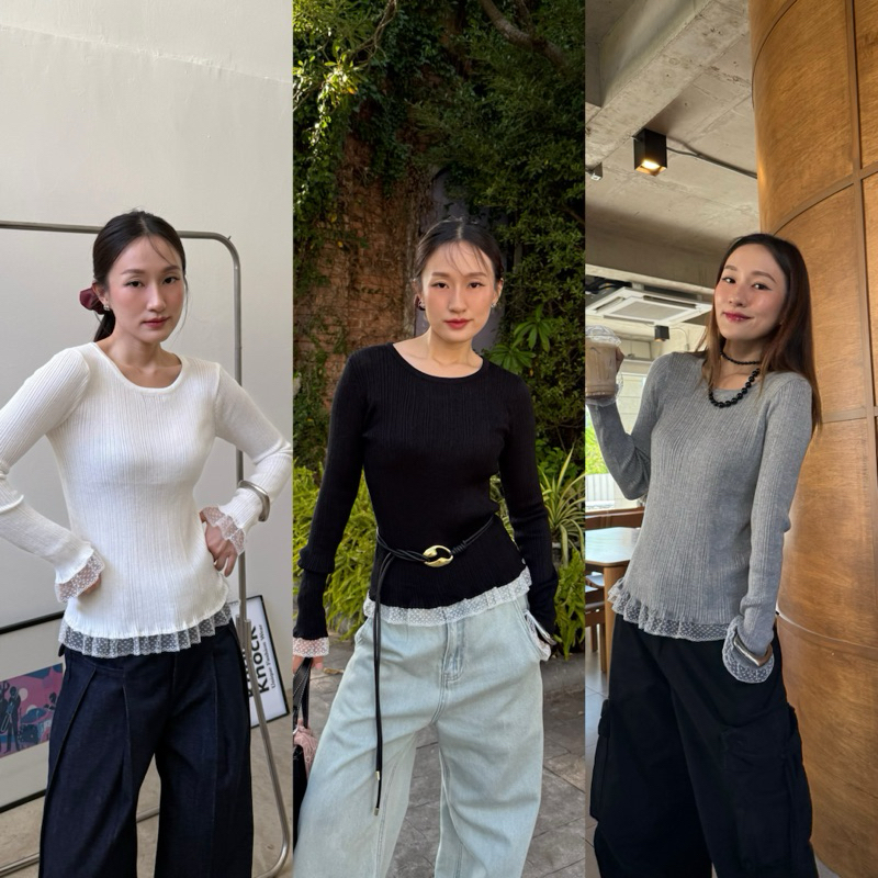 knockknock - LACE SLEEVE TOP