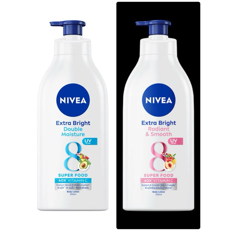 Nivea 550ml. Extra Bright Super Food 40x vitamin C