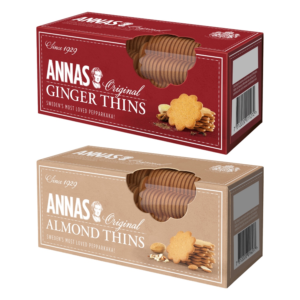 Annas Original Ginger Thins Swedish Cookies Pepparkaka Pepparkakor แอนนาส คุกกี้ขิงสวีเดน เปปเปอร์คักกา