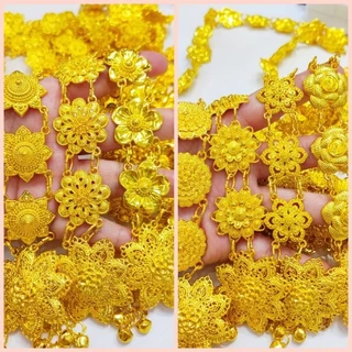 เครื่องประดับสีทองมีเข็มกลัดกำไลสังวาลย์ + เข็มกลัดชุดสร้อย + ต่างหูรัดเกล้าชฎากำไลยาว
