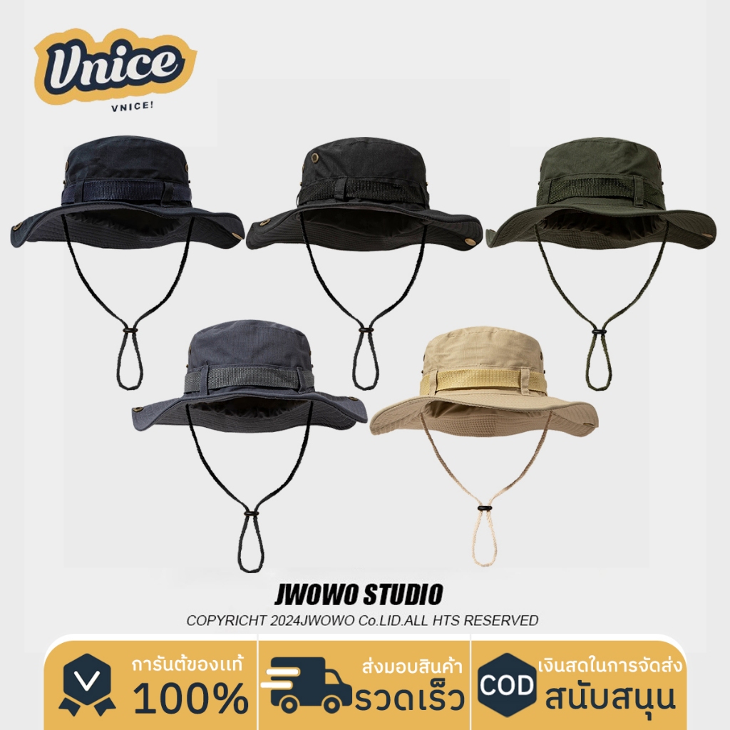 VNICE หมวกปีกกว้าง หมวกวินเทจ หมวกเดินป่า ใส่เที่ยว เดินป่า ใส่ได้ทั้งผู้หญิงและผู้ชาย