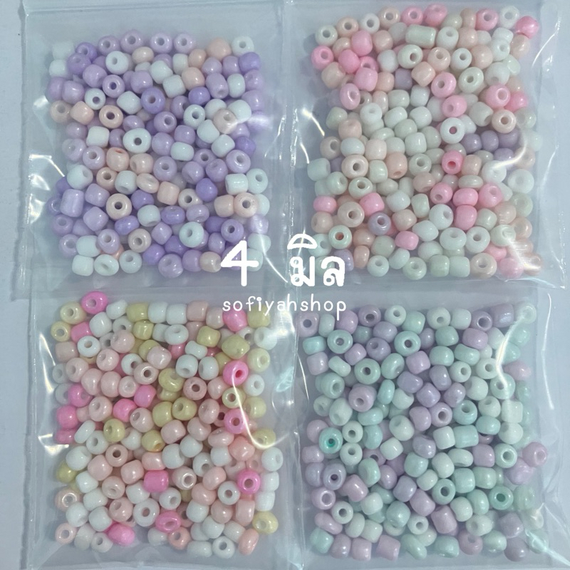 [ซื้อ 2 ชิ้น ลด 3฿ คละสีได้] ลูกปัดเม็ดทราย​ 4​ มิล​ มีสีเยอะกว่าภาพปก