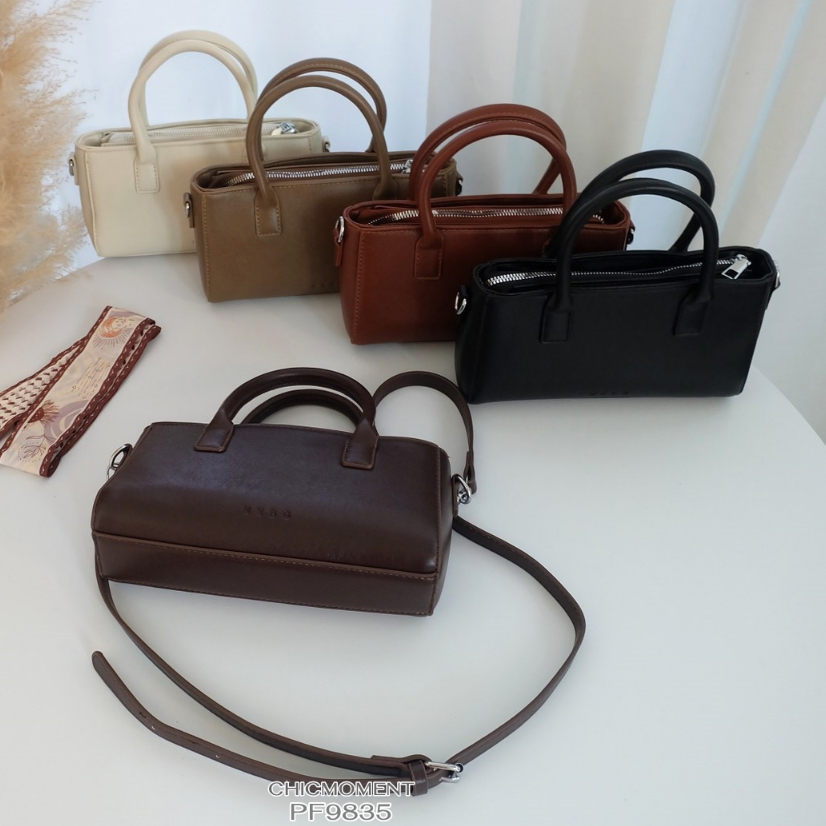 [พร้อมส่งในไทย] กระเป๋าสะพายมินิมอลหนังออยล์เคลือบกันรอย งานอยู่ทรงสวย No.PF-9835 กระเป๋าร้านชิค