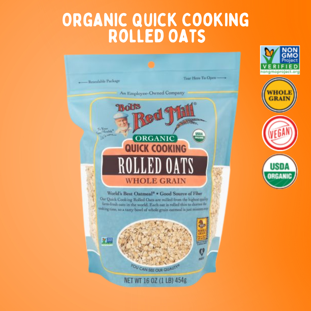 Bob’s Red Mill Organic Quick Cooking Rolled Oats เกล็ดข้าวโอ๊ตอบชนิดหยาบ 454g