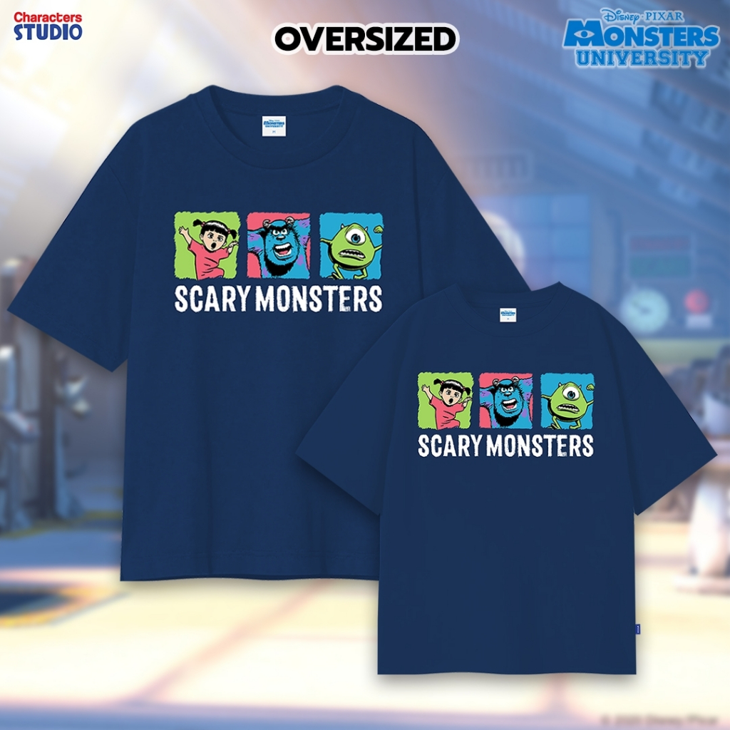 Disney เสื้อผู้ชายและเด็กโอเวอร์ไซส์ มหาลัย มอนส์เตอร์  ผ้าCotton 100% สินค้าลิขสิทธิ์แท้ Characters Studio