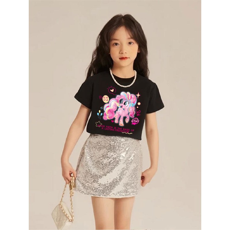 Yout-children kids เสื้อยืด oversize Rainbow pony/ลูกม้าสายรุ้ง แฟชั่น เสื้อเด็ก แขนสั้น สไตล์เกาหลี boy/girl