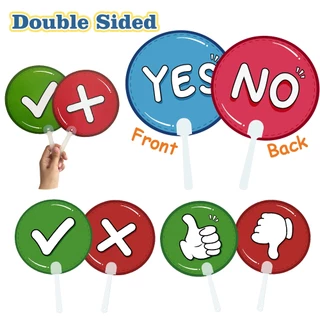 Yes & No Correct & Wrong Thumbs Up & Thumbs Down Double-Side Handheld Signs Board True False Voting Sign Paddles