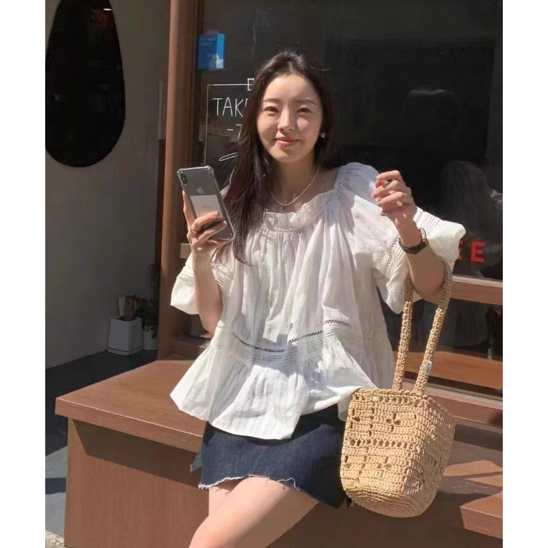 [3790] เสื้อสีขาวทรงปล่อย
