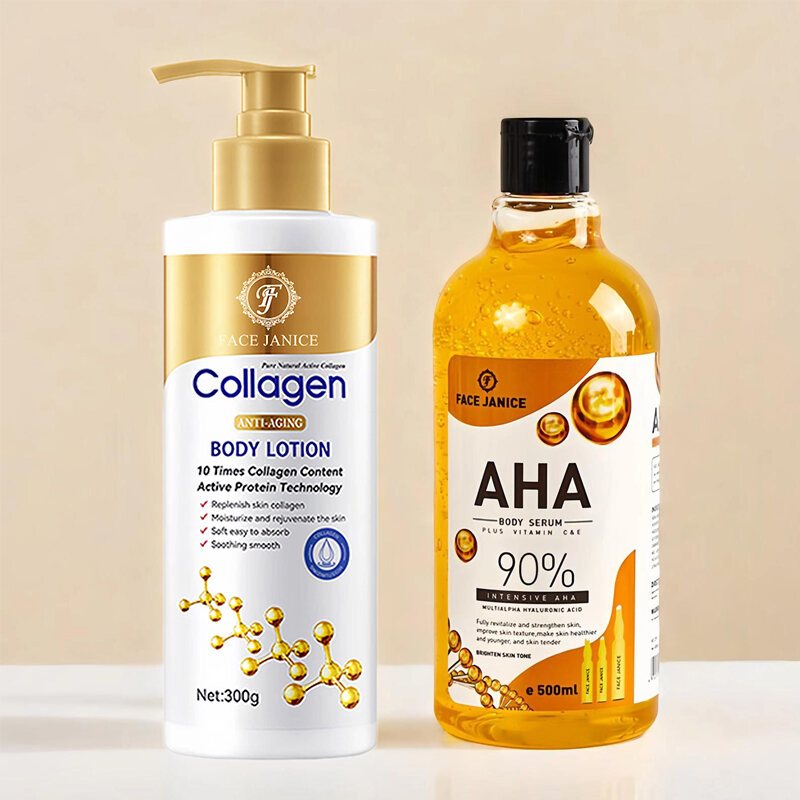 AHA Body Serum 90% Vitamin C สาระสำคัญ 500ml+ FACE JANICEโลชั่นคอลลาเจนทองคำ โลชั่นผิวขาว300ml