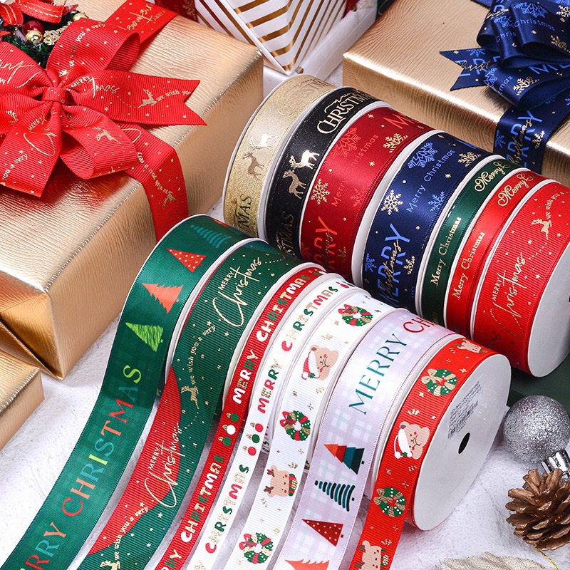 ริบบิ้นคริสต์มาส กว้าง 2.5 cm Christmas Ribbon 圣诞丝带