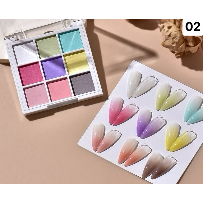 ผงขัดไล่สีออมเบร สำหรับแต่งเล็บ 1เซตมี9สี มีให้เลือกทั้งหมด4แบบสินค้าพร้อมส่งจากไทย