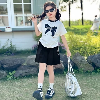 Beryl kids🌸ชุดแฟชั่นเด็กผู้หญิง🎀ชุดลําลองสองชิ้นฤดูร้อน กางเกงขาสั้นแขนสั้นเด็กสาว พิมพ์ลายน่ารัก สไตล์เกาหลี