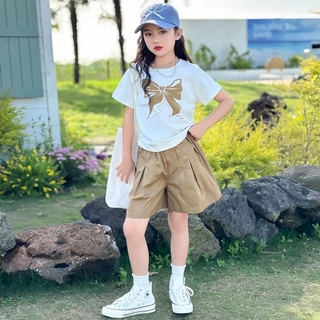 Beryl kids🌸ชุดแฟชั่นเด็กผู้หญิง🎀ชุดลําลองสองชิ้นฤดูร้อน กางเกงขาสั้นแขนสั้นเด็กสาว พิมพ์ลายน่ารัก สไตล์เกาหลี