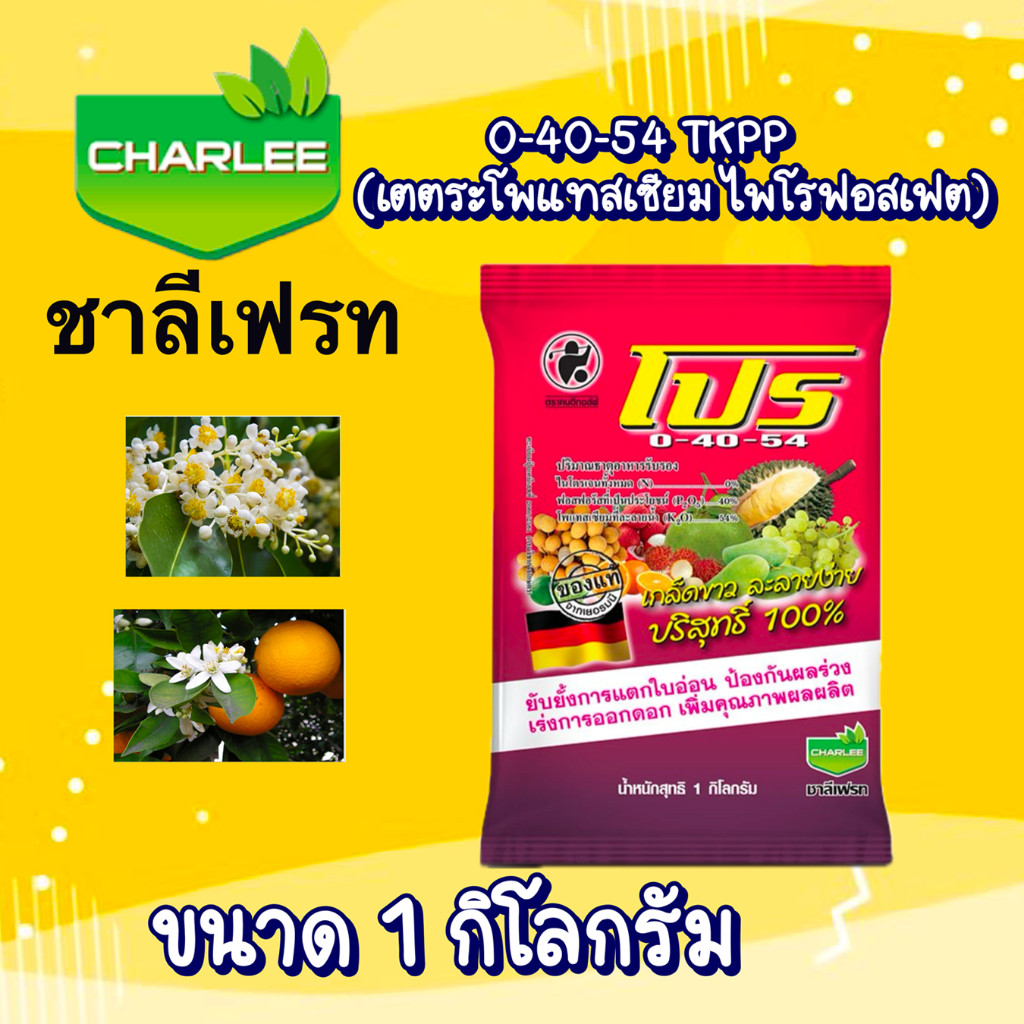 ปุ๋ยเกล็ด 0-40-54 หยุดยอดอ่อนเร่งใบแก่กระตุ้นการออกดอก(แม่ปุ๋ย) ชาลีเฟรท