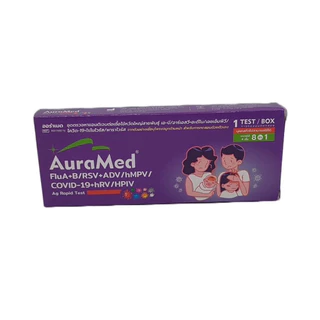 Auramed ตรวจไข้หวัด 8 สายพันธุ์ [1กล่อง] ไรโนไวรัส RSV หวัดใหญ่ab อะดีโน hMPV พาราไวรัส Covid โควิด ATK ชุดตรวจ 8in1