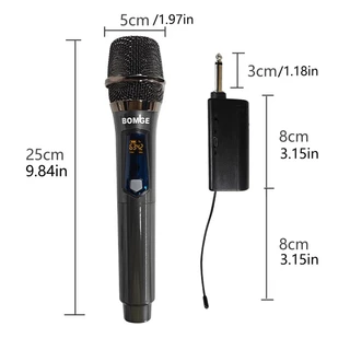 BOMGE BG-261U ไมโครโฟนไร้สาย UHF ไมโครโฟนไร้สาย 5V, Plug and Play 6.5 มม ระยะรับ 50 ม. ไมค์คู่แบบมือถือ FM Cyclic ชาร์จ