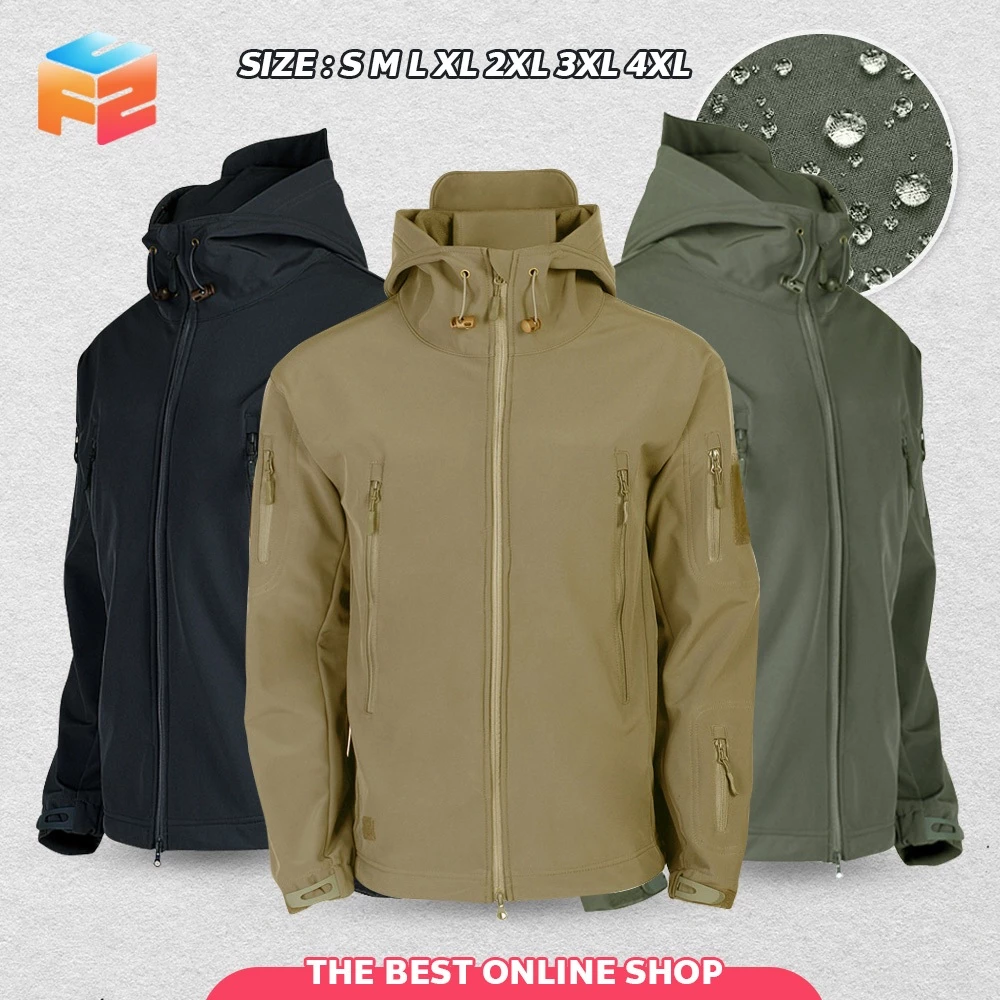 F2C แจ็กเก็ตผู้ชาย กันลม Tactical Jackets สวมใส่สบาย คุณภาพสูง