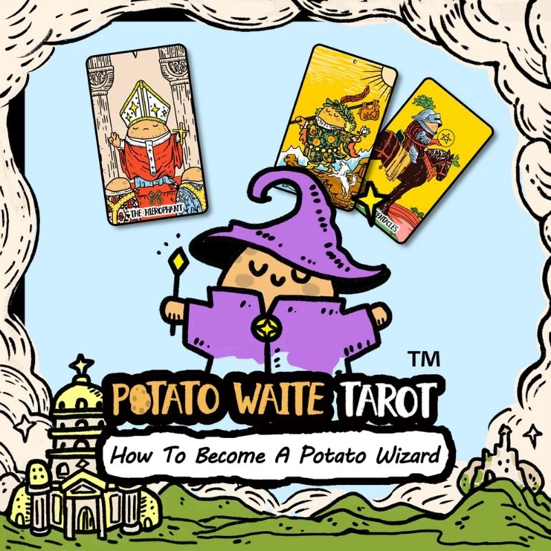 Potato Waite Tarot Deluxe Editionไพ่ไรเดอร์เวทธีมมันฝรั่งชุดลิมิเต็ดขอบทองสะท้อนแสง ไพ่ทาโร่ต์ Tarot cards