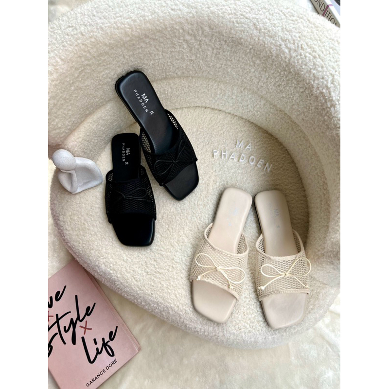 🎀Afashion🎀รองเท้าแตะผ้าตาข่ายผูกโบว์ น่ารักมากค่ะ นิ่มมากๆ 36-45 พร้อมส่งนะคะ
