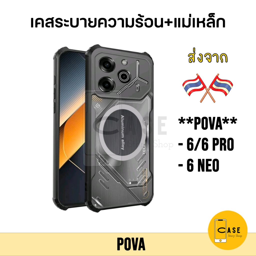 เคส Tecno Pova 6 / 6 Pro / 6 Neo ส่งจากไทย เคสกันกระแทก ระบายความร้อน มีแม่เหล็ก