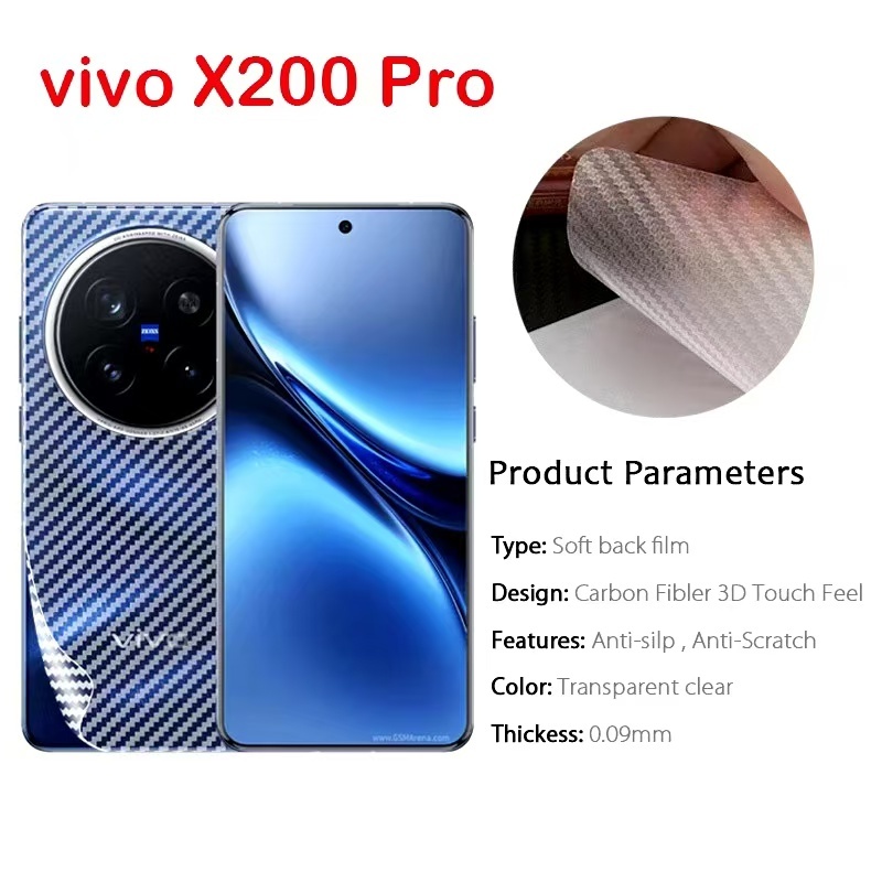 Vivo X200 Ultra 5G/X200Pro(พร้อมส่งในไทย)ฟิล์มหลังลายเคฟล่าVivo X200/Vivo X200 Proตรงรุ่น