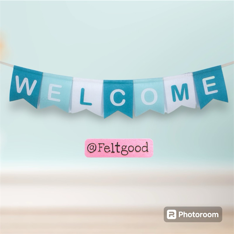 ธงเวลคัมเบบี้ ต้อนรับน้อง ธงวันเกิด ธงชื่อ พร็อพถ่ายรูปเด็กแรกเกิด baby shower banner สั่งทำชื่อได้