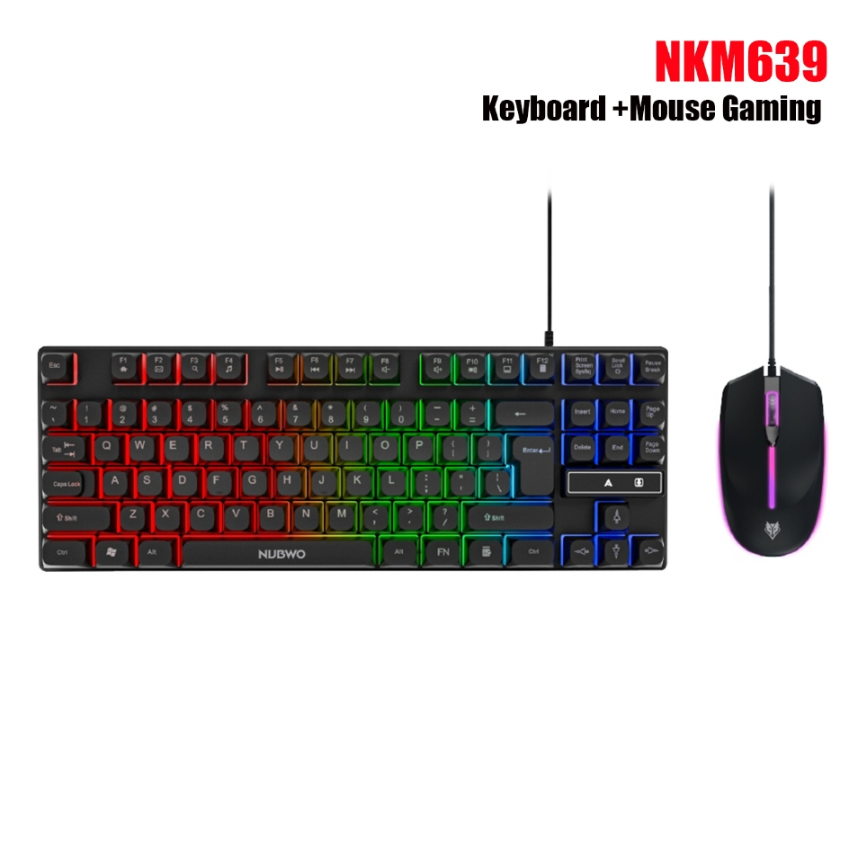 Nubwo NKM-639 RGB RUBBER DOME SWITCHES คีย์บอร์ดและเมาส์แบบสาย มีไฟ