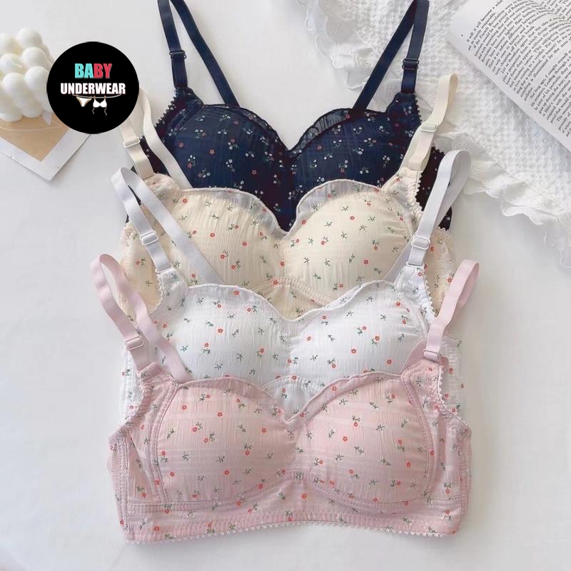baby underwearเสื้อชั้นในวัยรุ่น บราไร้โครงลายดอกไม้