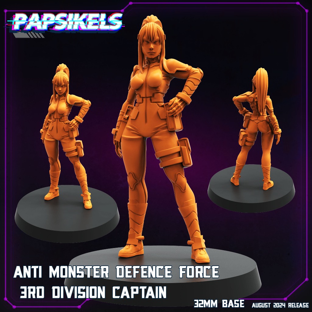 AMDF 3rd Division Captain [1] - Monster No. 8 - Humanoid Human / 32mm scale 3D printed miniature PSK